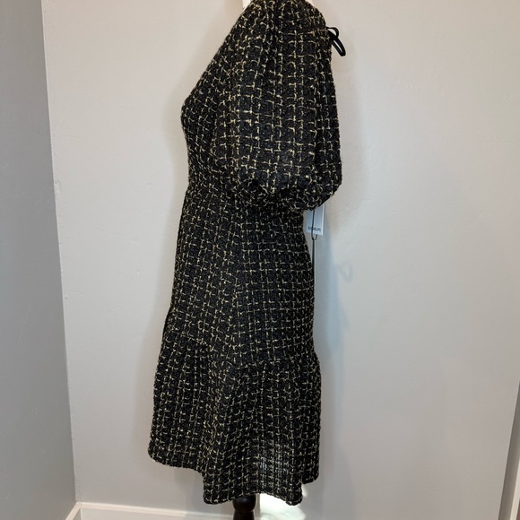 NWT, Avara Cindy Short Party Dress in Black/Gold Tweed, Size SMALL - Picture 7 of 16